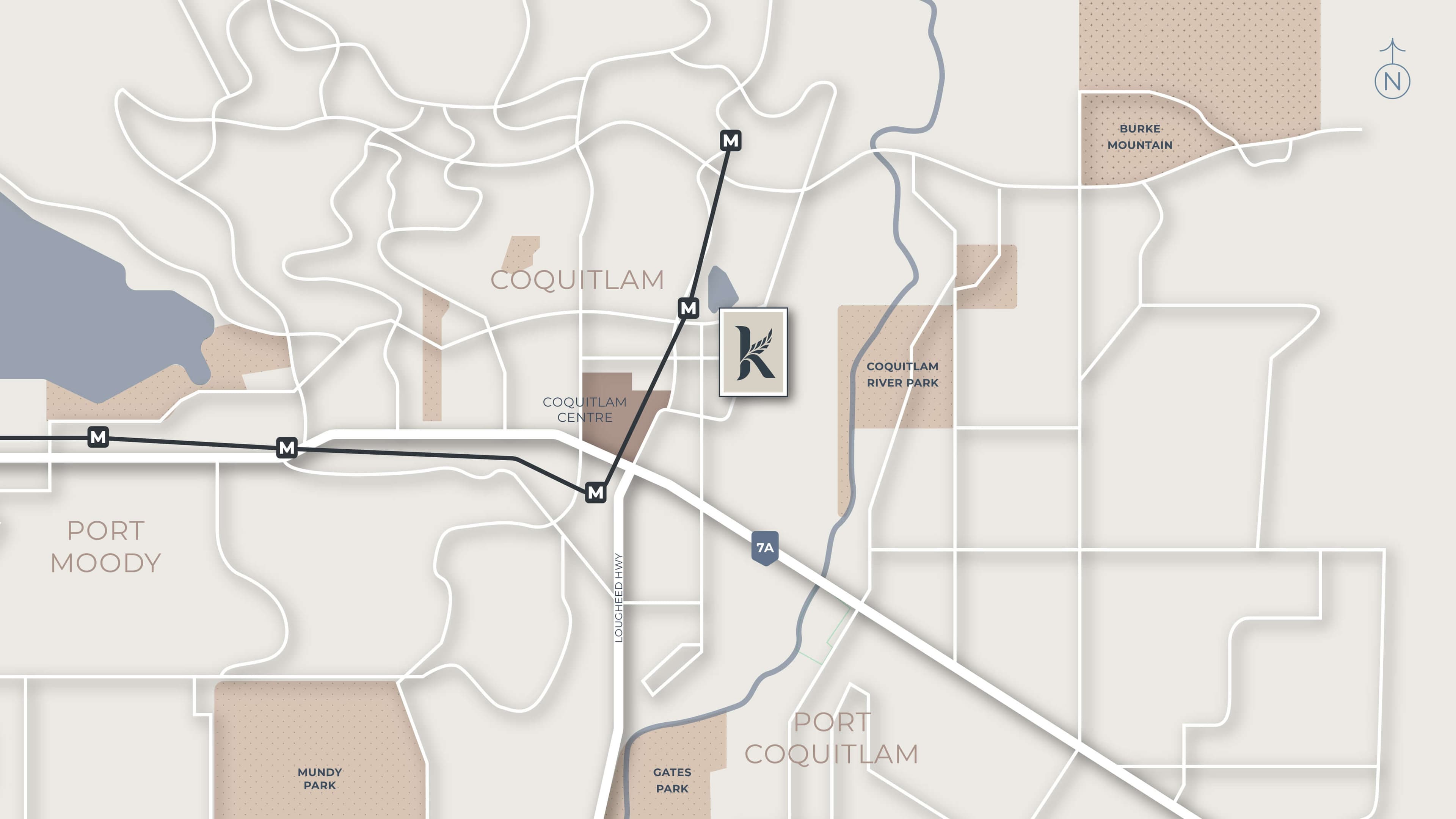 Kadence – Location map showing the Kadence development pinned near Coquitlam Centre and transit stations.